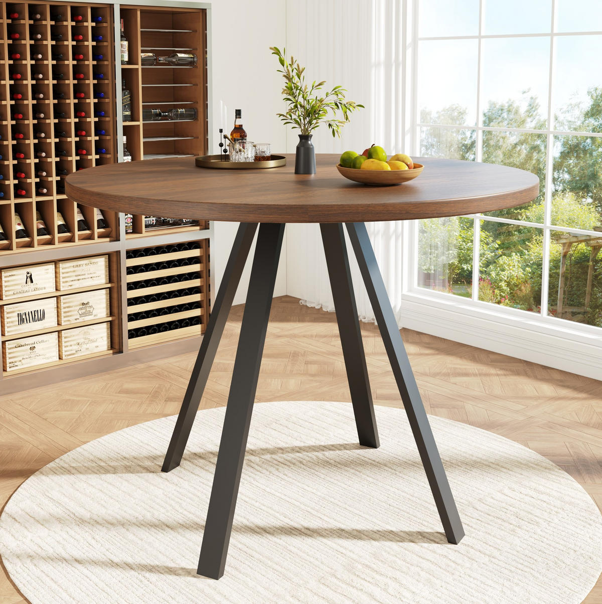 ESSTISCH 80/80/75 cm in Walnussfarben mit runder MDF-Tischplatte - Walnussfarben, Holzwerkstoff (80/80/75cm) - Flora Grace