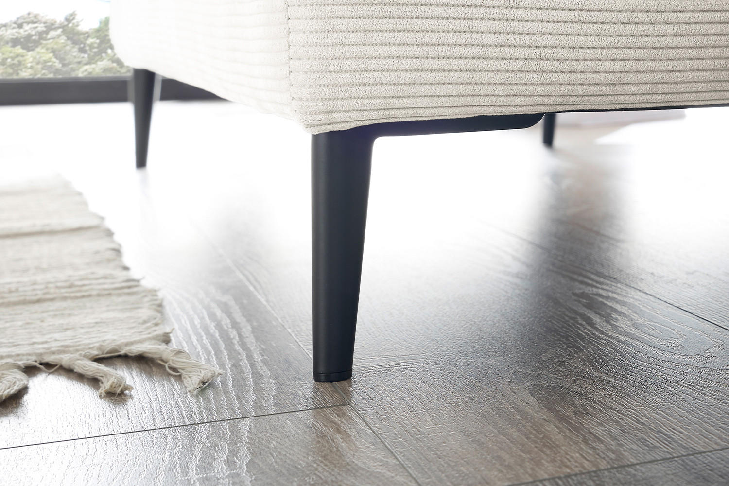 LONGSEAT CARA Weiß Cord - Schwarz/Weiß, Textil/Metall (132/84/170cm) - KAWOLA