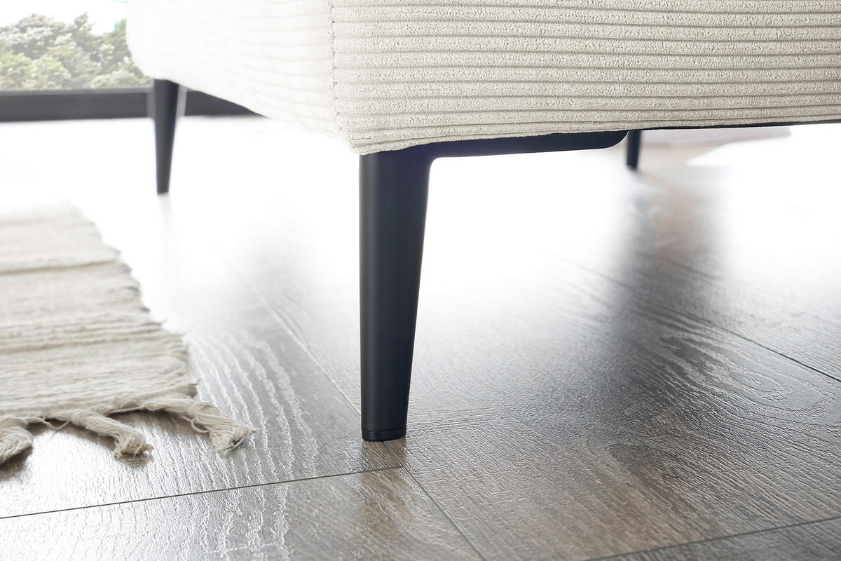 LONGSEAT CARA Weiß Cord - Schwarz/Weiß, Textil/Metall (132/84/170cm) - KAWOLA