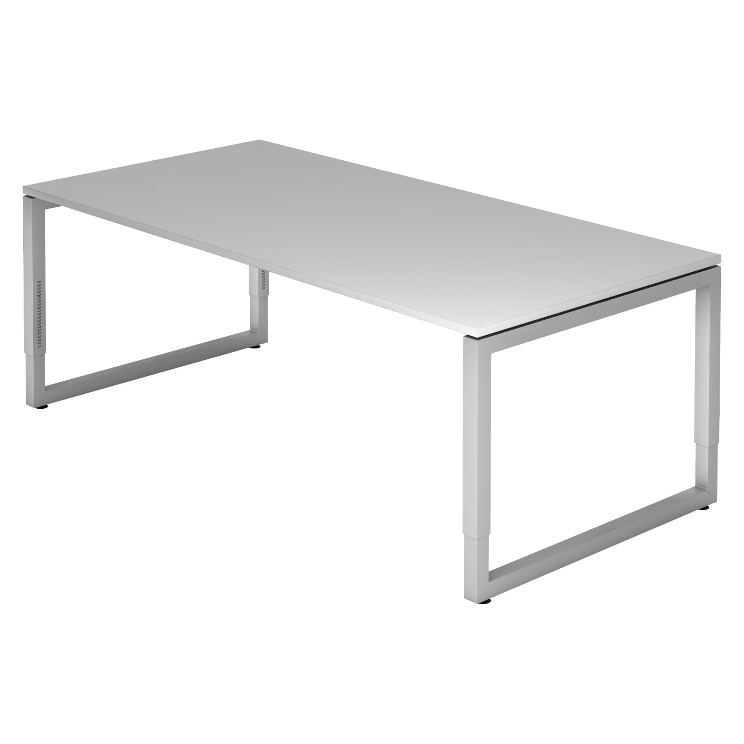 SCHREIBTISCH Serie-R 100/200/74 cm in Grau/Silberfarben - Silberfarben/Grau, Holzwerkstoff (100/200/74cm) - bümö