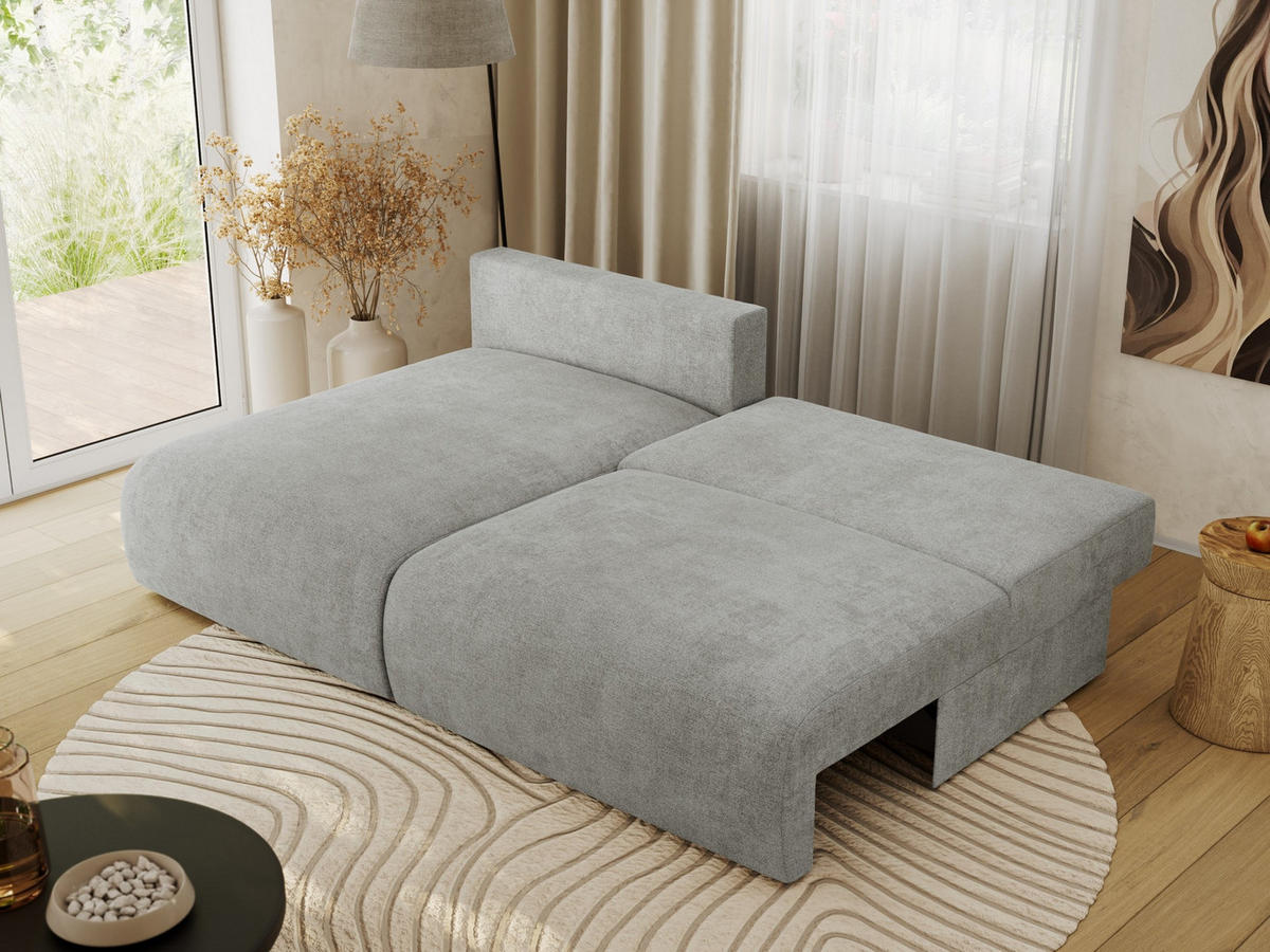 ECKSCHLAFSOFA VIVO L Hellgrau Struktur - links - Hellgrau/Schwarz, Kunststoff/Textil (223/150cm) - MKS