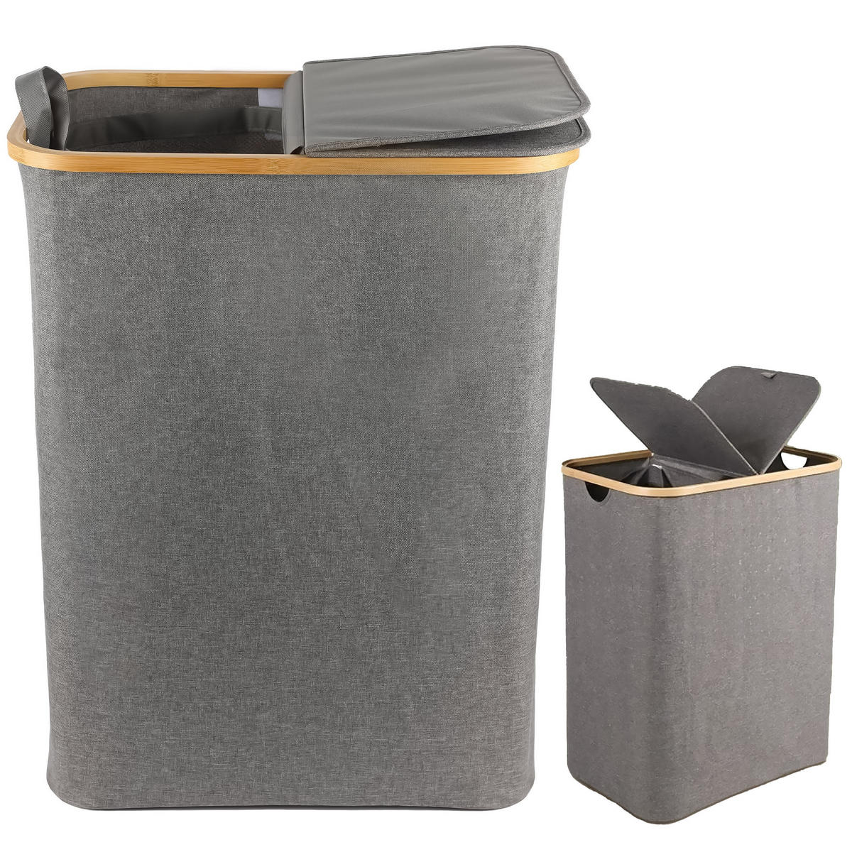 WÄSCHEKORB 145lCD-306899 grau - Grau, Textil (57/38/68cm) - JuMi