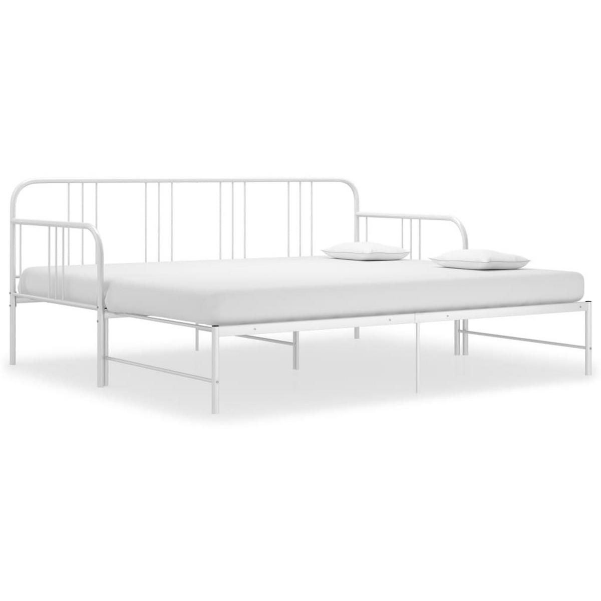AUSZIEHSOFA BETTGESTELL WEISS METALL 90X200 CM - Weiß, Metall - vidaXL