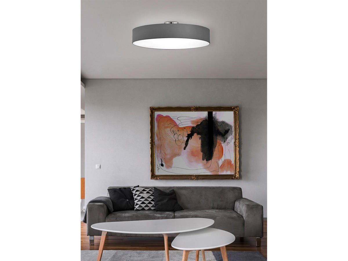 LED-DECKENLAMPE Ø65cm, Lampenschirm Stoff Grau - Grau, Textil (65/65/17cm) - meineWunschleuchte