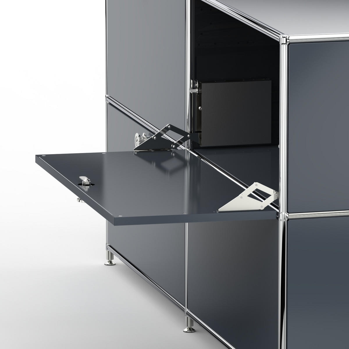 HOCHSCHRANK, 12 Klappen, Schloss, Breite 302 cm, Anthrazitgrau - Chromfarben/Silberfarben, Metall (40/118/302.2cm) - Versee