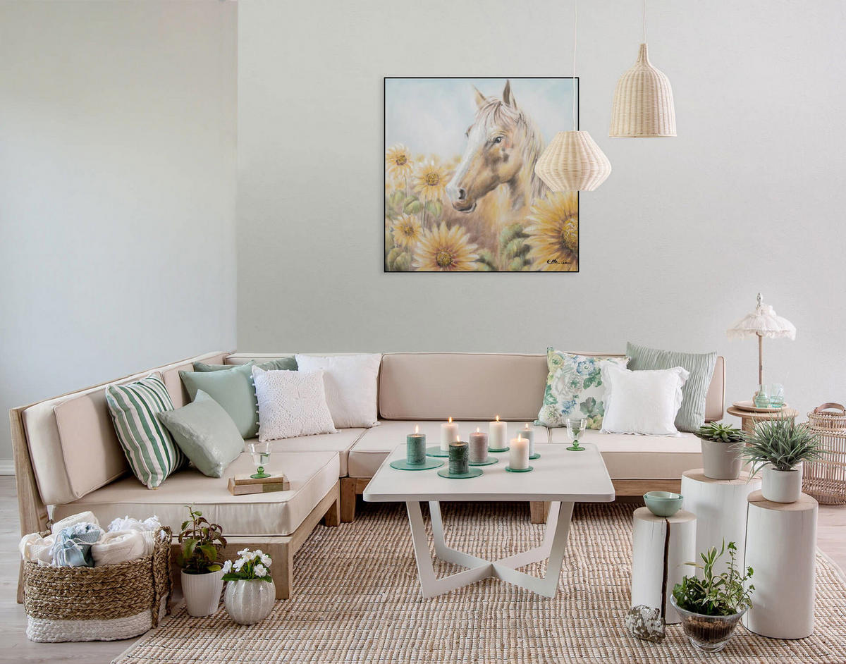 ACRYLBILD HANDGEMALT 80/80 cm - Gelb/Braun, Holz/Textil (80/80cm) - KUNSTLOFT