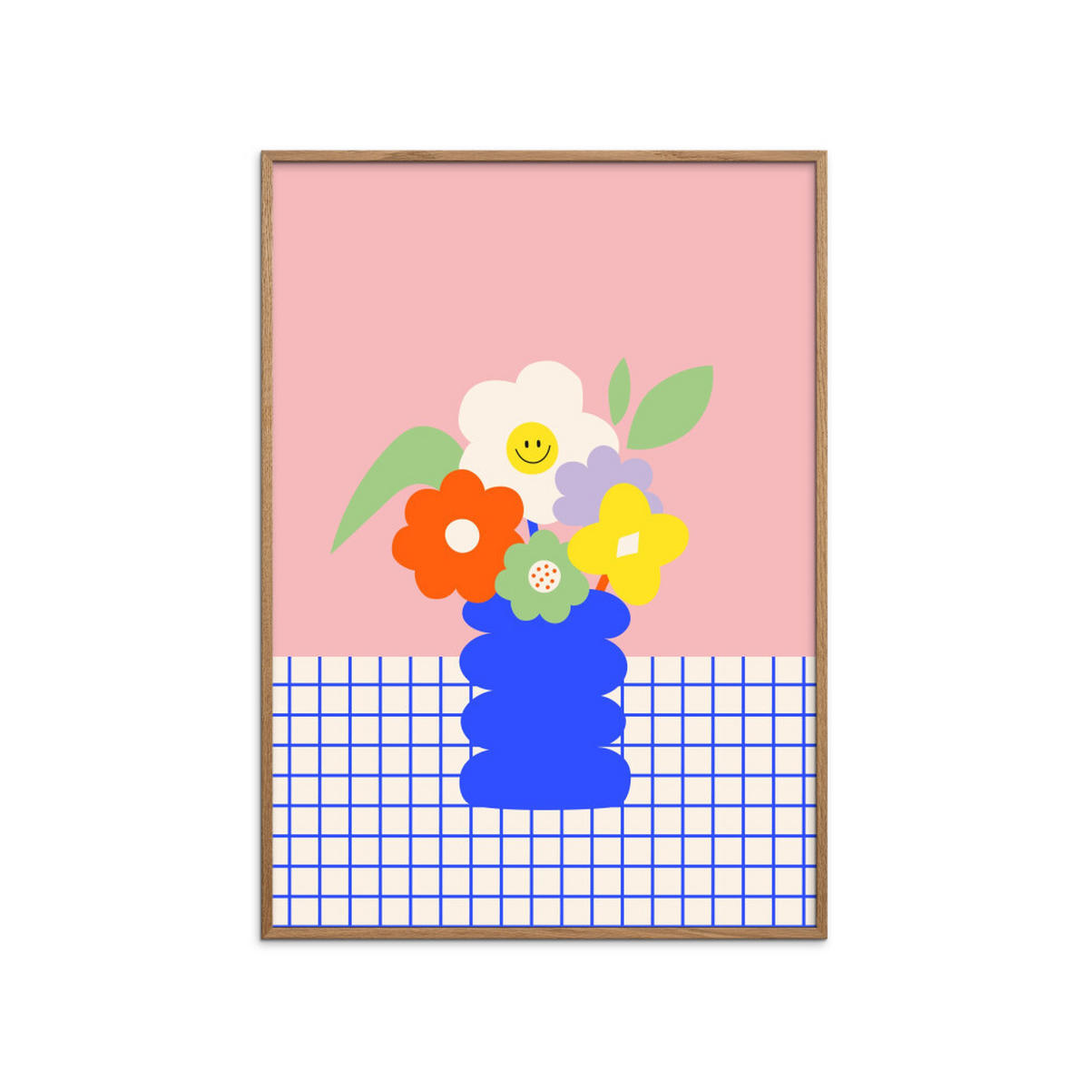 POSTER mit Rahmen Affordable Art Prints x Maren Gross - Happy Daisy - Eichefarben/Multicolor, Holz/Papier (30/40cm) - Poster&Frame