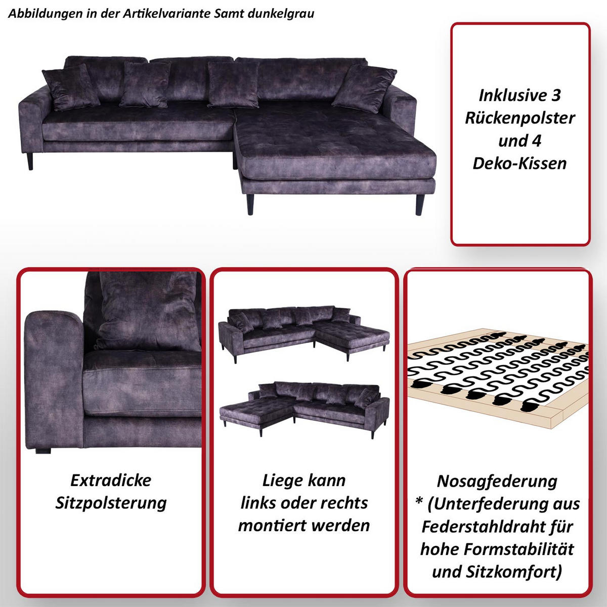 ECKSOFA Bronze - Bronzefarben, Textil (295/178cm) - MCW