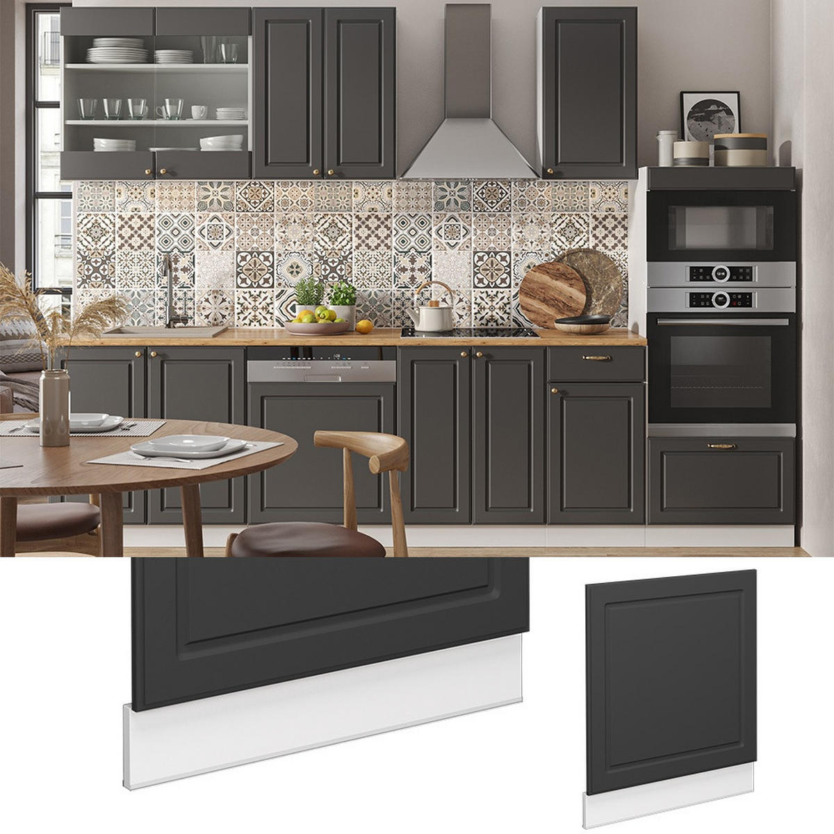 PREDNÝ PANEL Fame-Line Antracitovo-zlatý vidiecky dom 60 cm , AP Antracit - biela/antracitová, kompozitné drevo (60/67.4/60cm) - Vicco
