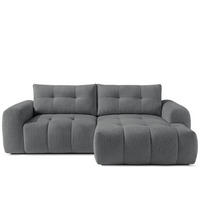 ECKSOFA RECHTS RAVIA, Bouclé, Dunkelgrau - Dunkelgrau, Holz/Textil (256/104cm) - KONSIMO®