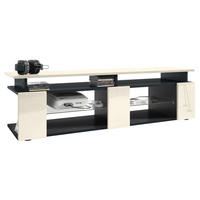 LOWBOARD Movie Fronten und obere Platte des Aufsatzes in Creme Hochglanz - Creme, Holzwerkstoff (138.5/39/39cm) - Vladon