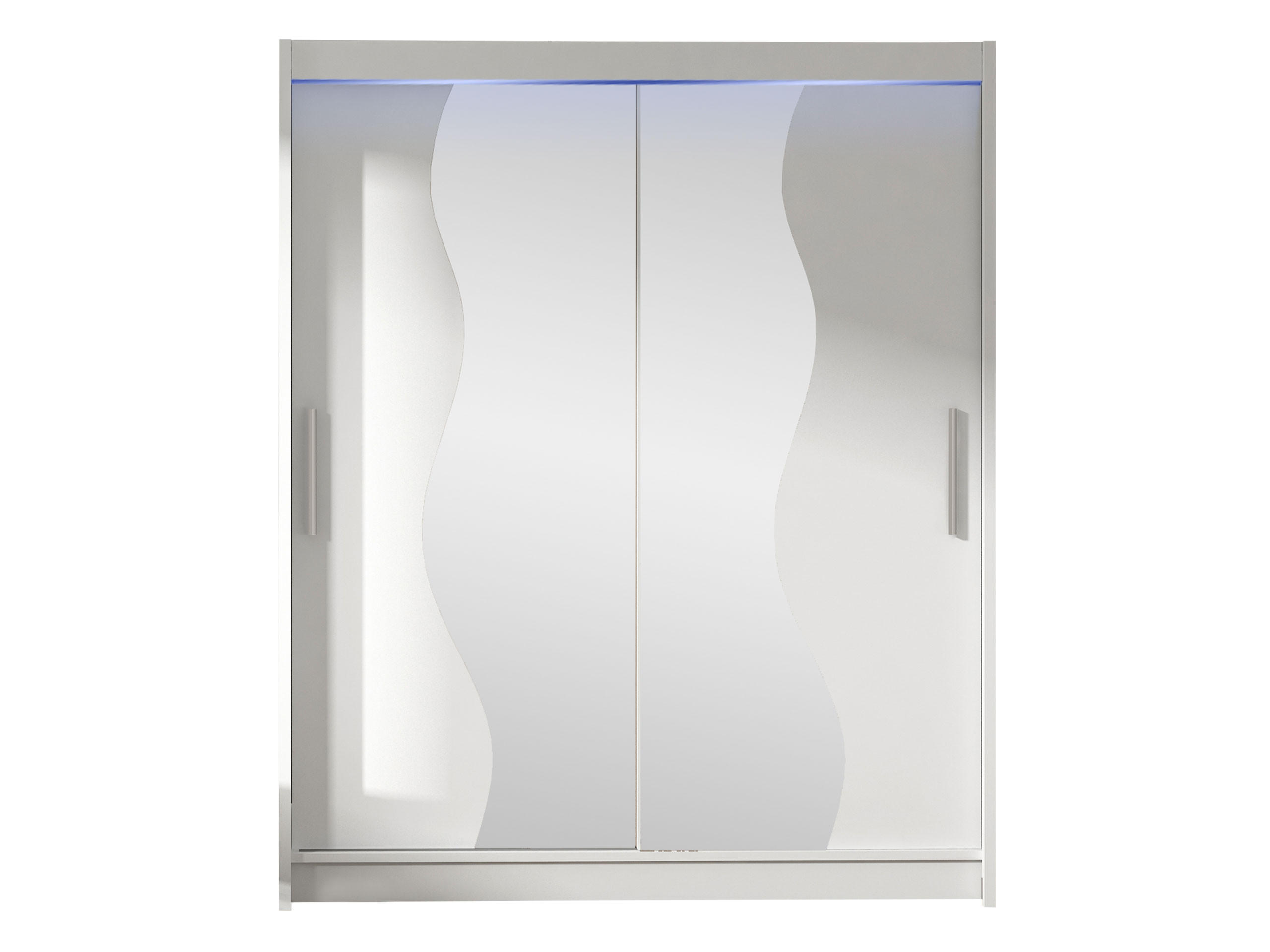 SCHWEBETÜRENSCHRANK Westa S, mit RGB LED Beleuchtung - Silberfarben/Weiß, Holzwerkstoff/Metall (150/200/58cm) - MIRJAN24