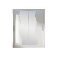 SCHWEBETÜRENSCHRANK Westa S, mit RGB LED Beleuchtung - Silberfarben/Weiß, Holzwerkstoff/Metall (150/200/58cm) - MIRJAN24