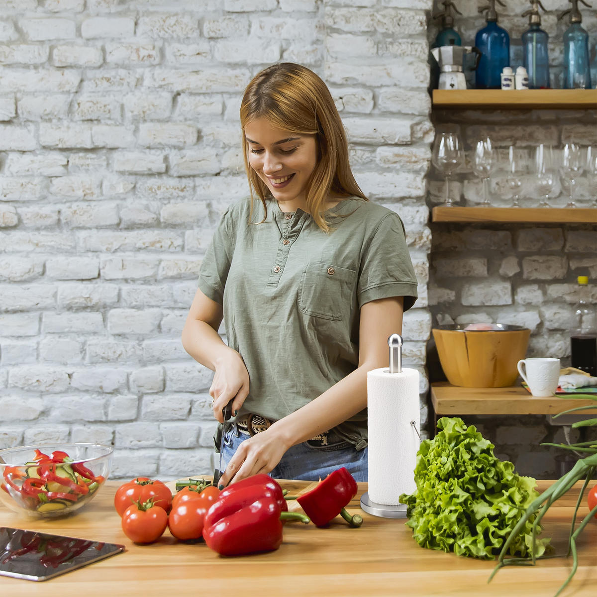 KÜCHENROLLENHALTER - Silberfarben, Metall (15/35/15cm) - Relaxdays