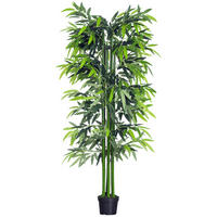 KUNSTBAMBUS DE-08631 mit Übertopf Grün + Schwarz - Grün, Kunststoff (180cm) - ComfortXL