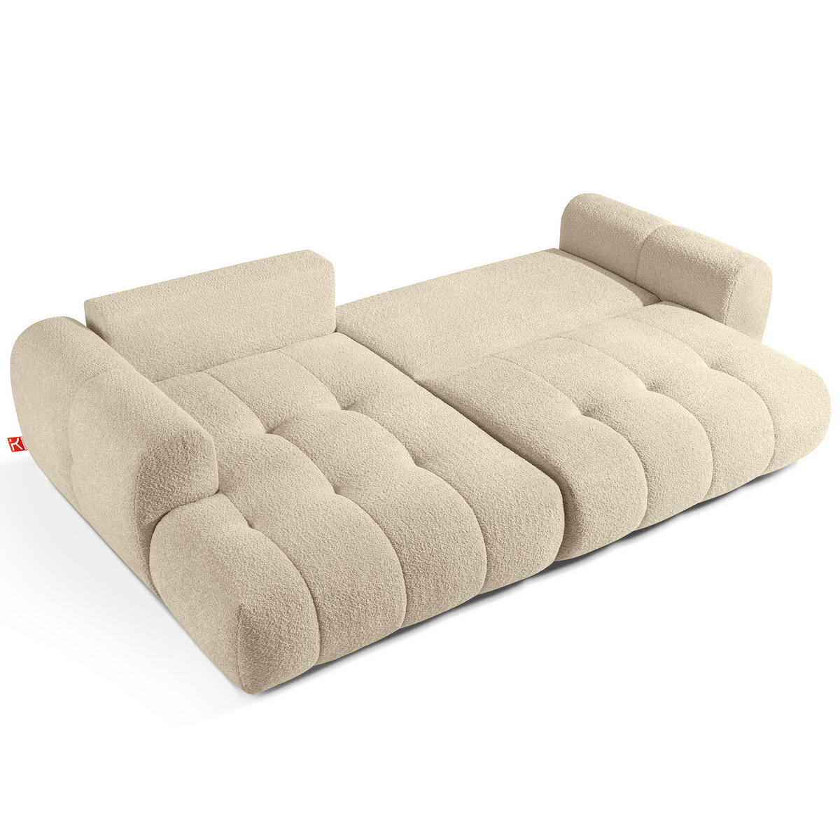 ECKSOFA LINKS LIRA, Hellbeige, Bouclé - Beige, Holz/Holzwerkstoff (295/112cm) - KONSIMO®