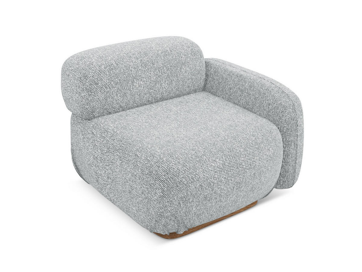 SOFAELEMENT Rechts Strukturstoff Stoff Grau - Silberfarben/Braun, Holz/Textil (95/73/95cm) - Makamii