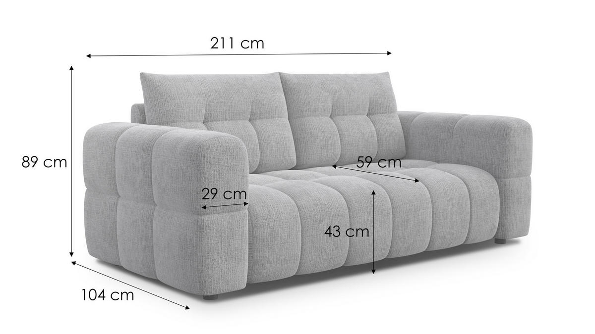 SOFA CLOUDI 2,5-Sitzer, rostrot - Schwarz/Orange, Holz/Textil (211/89/104cm) - Courtois Laville