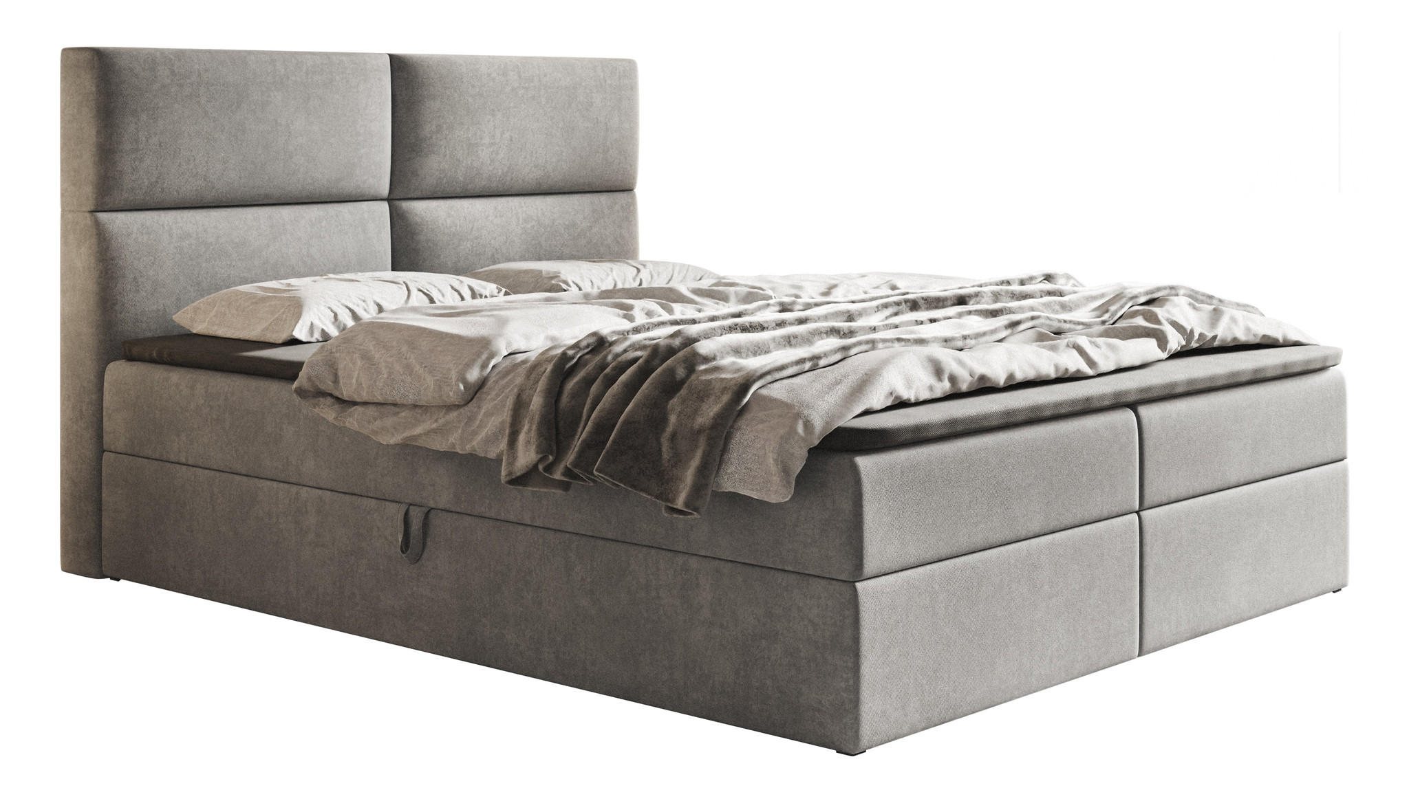 BOXSPRINGBETT mit Matratze 180x200 Coral, Samt, Bettkasten, Hellgrau - Hellgrau, Holz/Textil (180/200cm) - Emporius