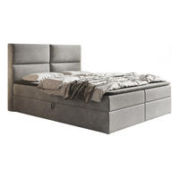 BOXSPRINGBETT mit Matratze 140x200 Coral, Samt, Bettkasten, Hellgrau - Hellgrau, Holz/Textil (140/200cm) - Emporius