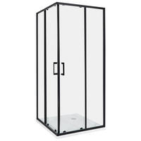 SPRCHOVÝ KOUT 80/80/185 cm Černý Tela - černá/průhledná, sklo (80/80/185cm) - Beliani