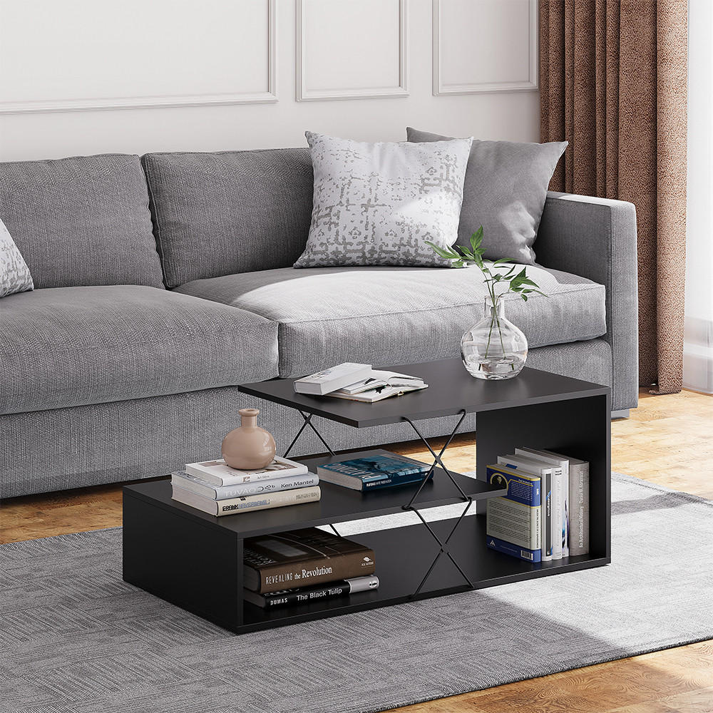 COUCHTISCH Nario Schwarz 100 x 50 cm - Schwarz, Holzwerkstoff (50/100/40.5cm) - Vicco