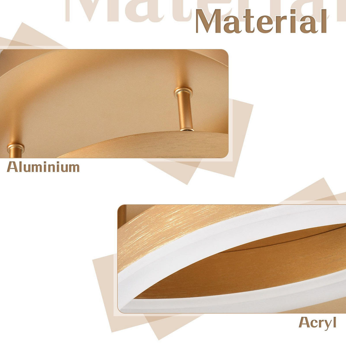LED-DECKENLEUCHTE Macarthur 30/40/24cm - Goldfarben, Metall (40/30/24cm) - Nettlife