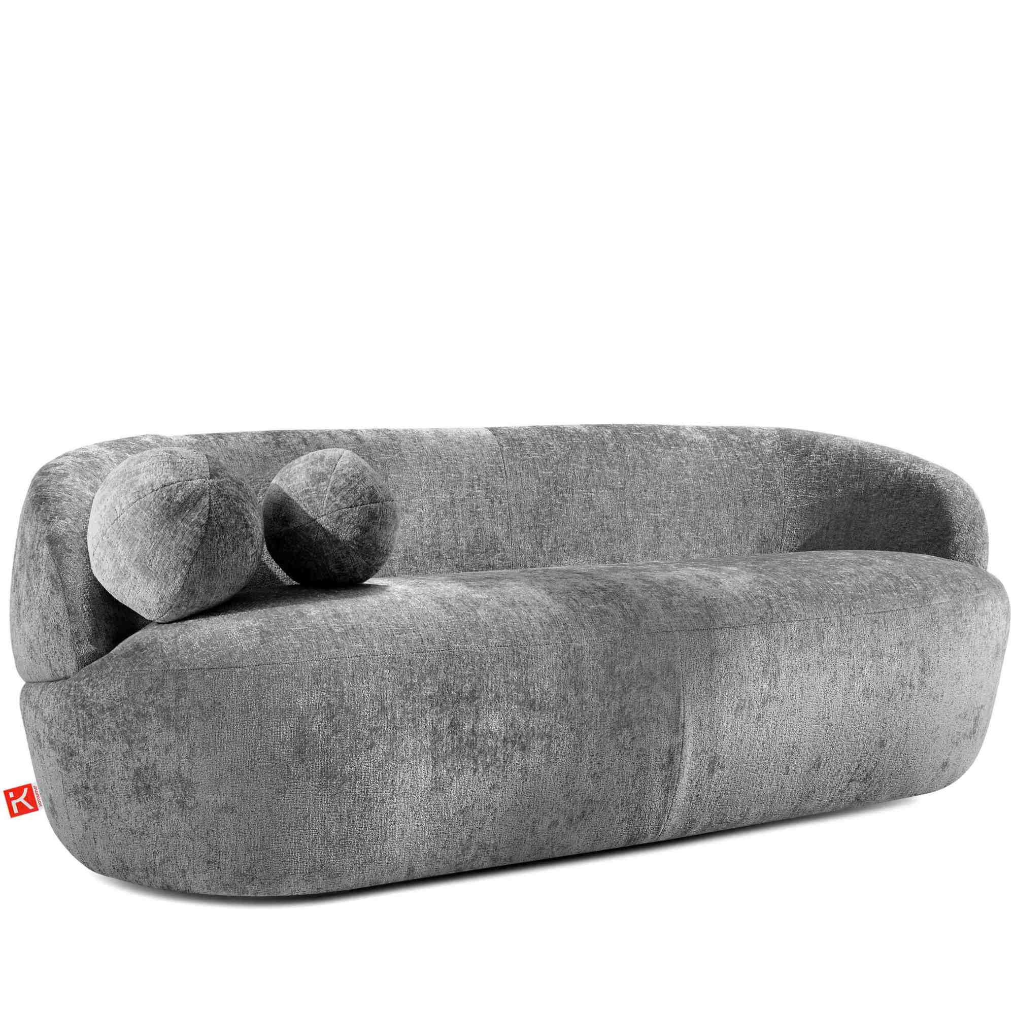 3-SITZER-SOFA NELUM, Chenille-Stoff, Grau - Schwarz/Grau, Holz/Holzwerkstoff (190/68/88cm) - KONSIMO®