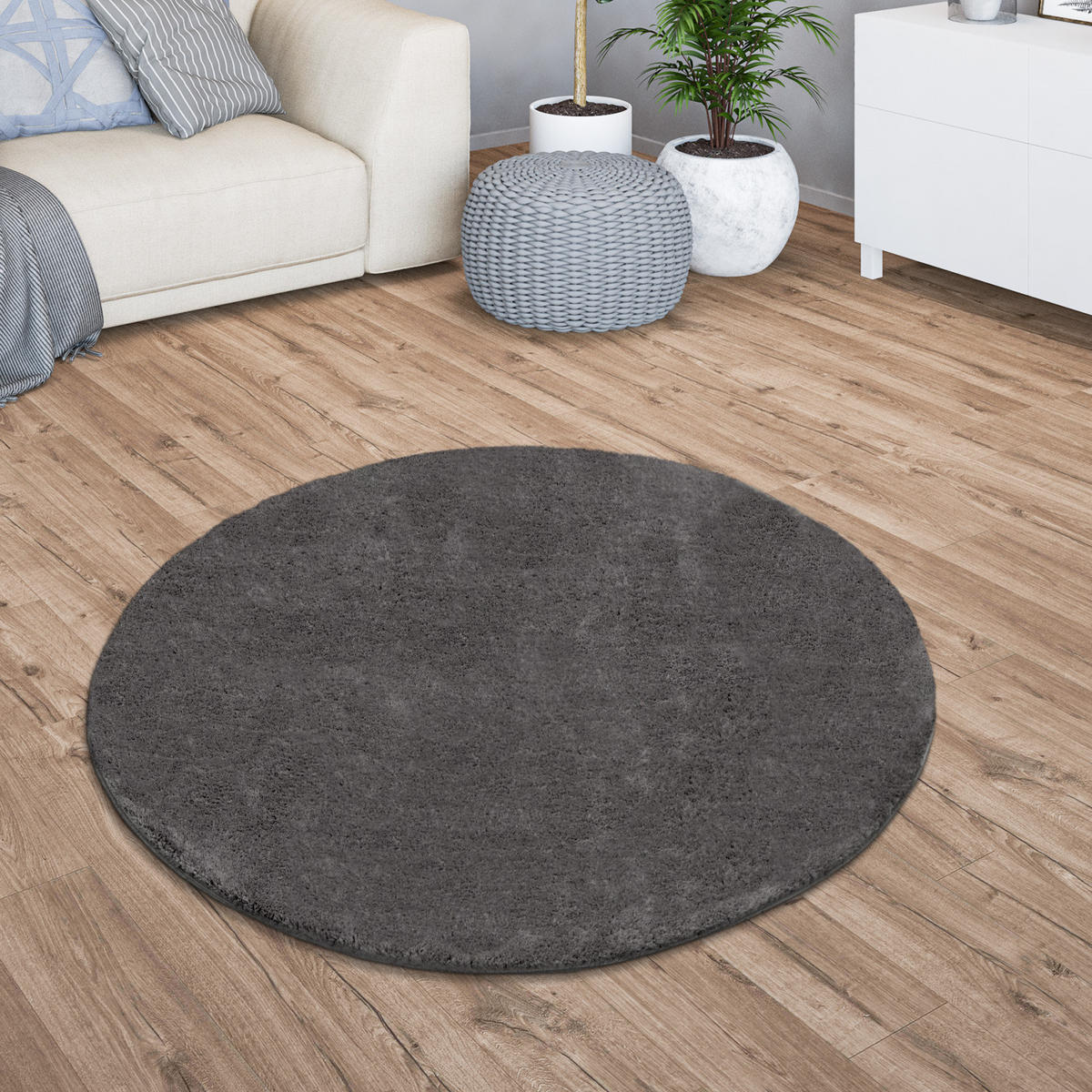 FLACHWEBETEPPICH Anthrazit Ø 160 cm - Anthrazit, Kunststoff (160/160cm) - TT Home