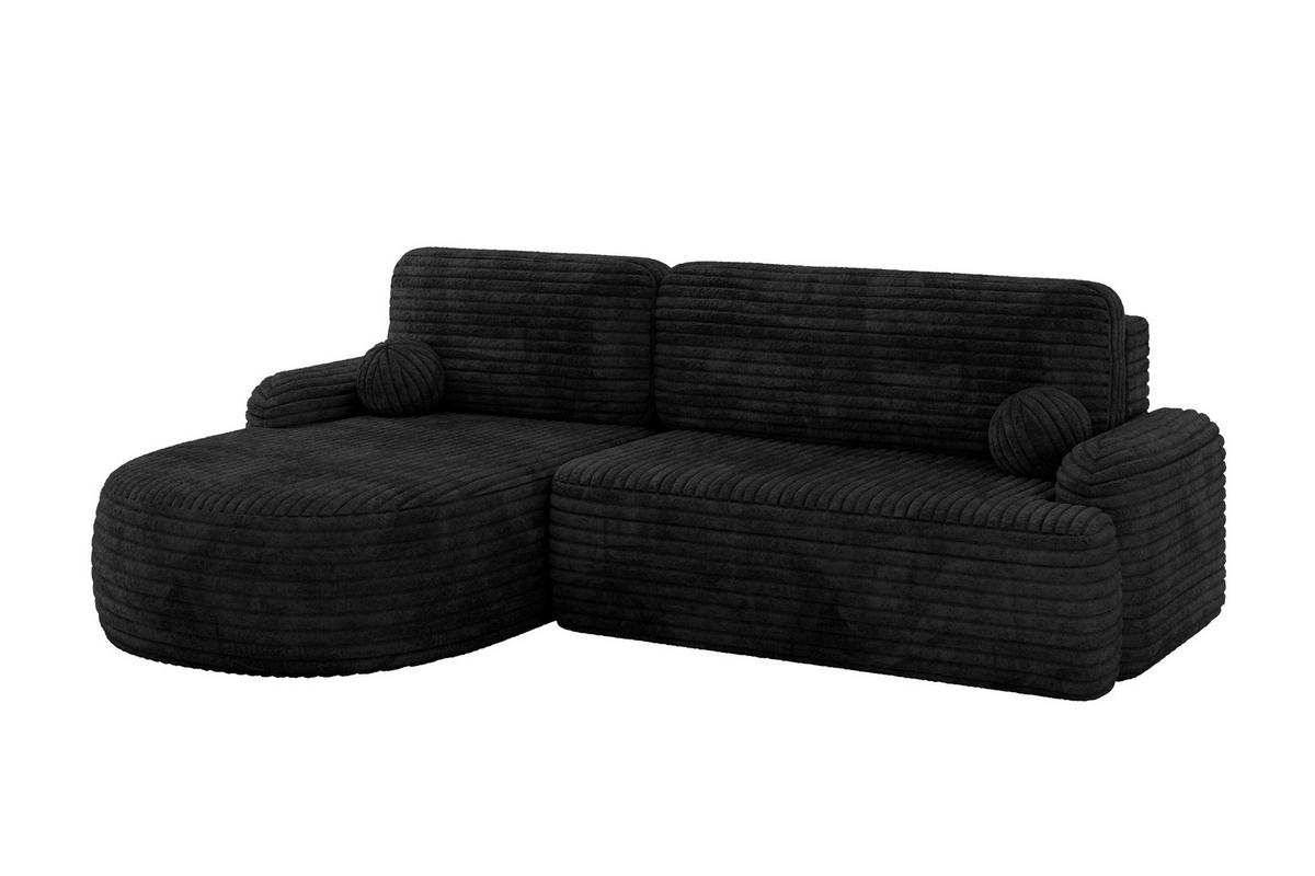ECKSOFA mit Schlaffunktion und Bettkasten LIRA-L - 264x172x89 Schwarz - Schwarz, Holzwerkstoff/Textil (264/172cm) - ALTDECOR