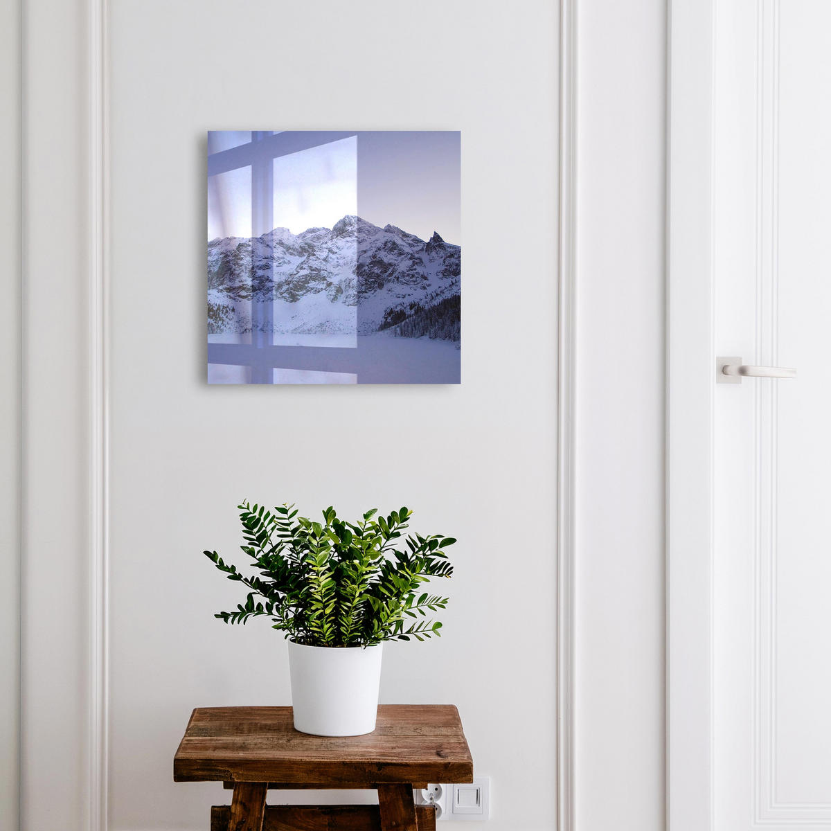 SCHLÜSSELBOX Schwarz 30x30 cm- Türöffnung nach rechts - Winterliche Majestät - Weiß, Metall (30/30/5cm) - TULUP