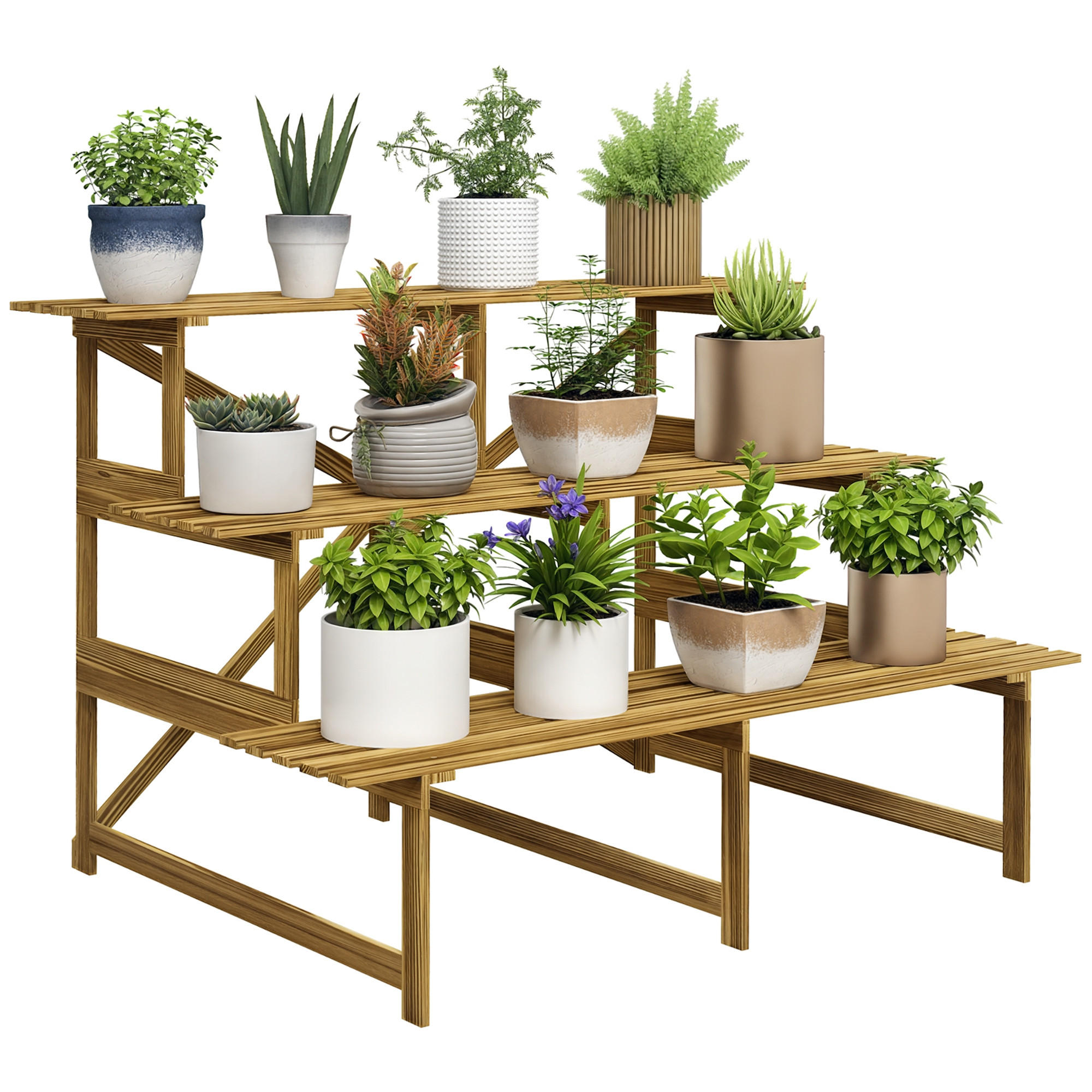 PFLANZENSTÄNDER DE-05436 3 Etagen, Naturholz Natur - Naturfarben, Holz (120/80/78cm) - ComfortXL