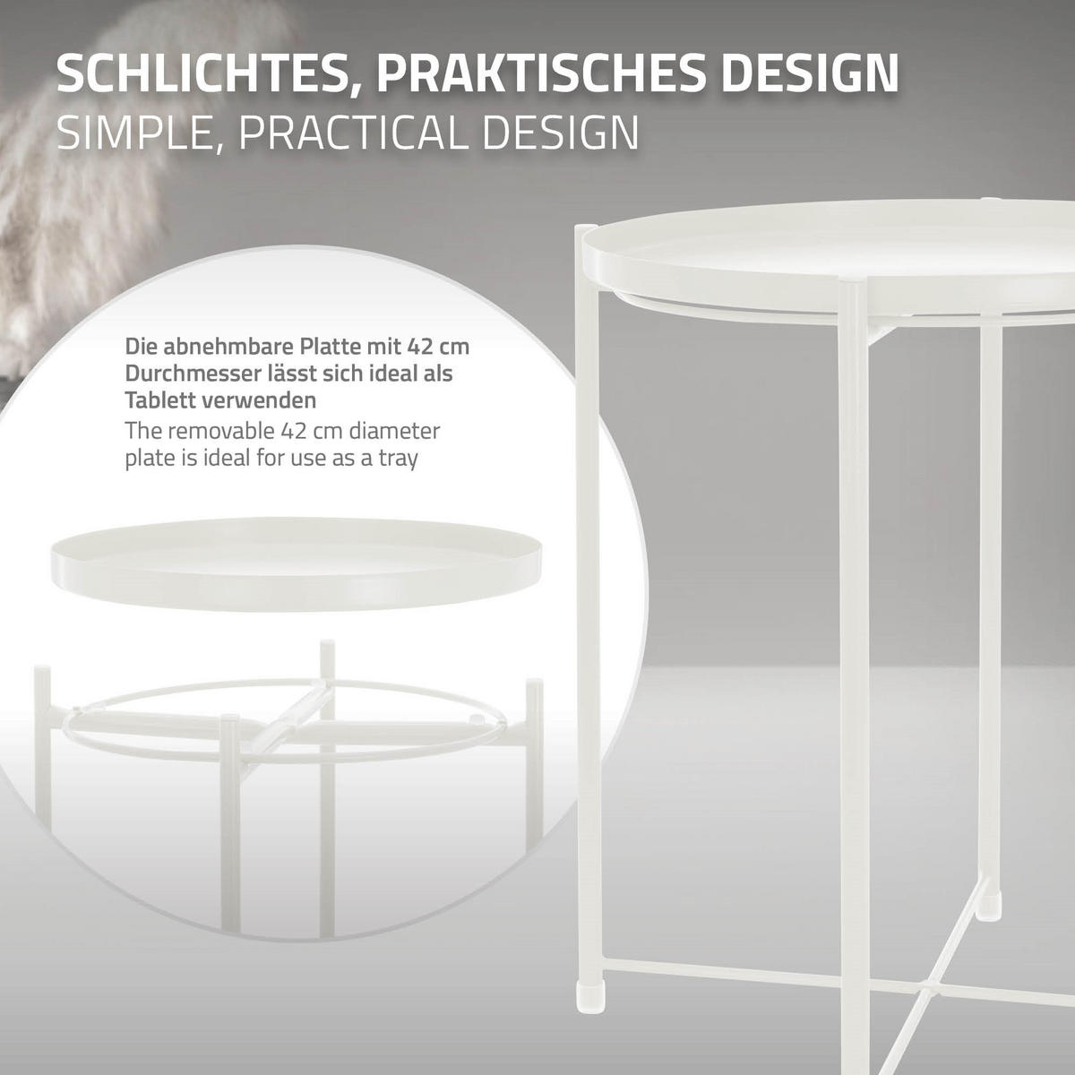 BEISTELLTISCH Rund Weiß 45/52 cm - Weiß, Metall (52/45/52cm) - ML-DESIGN