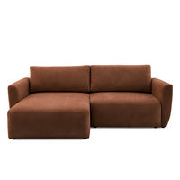 ECKSOFA BELLA L Links mit Schlaffunktion 140x205 Velours Rostbraun - Rostfarben/Schwarz, Holz/Kunststoff (230/165cm) - Muffo