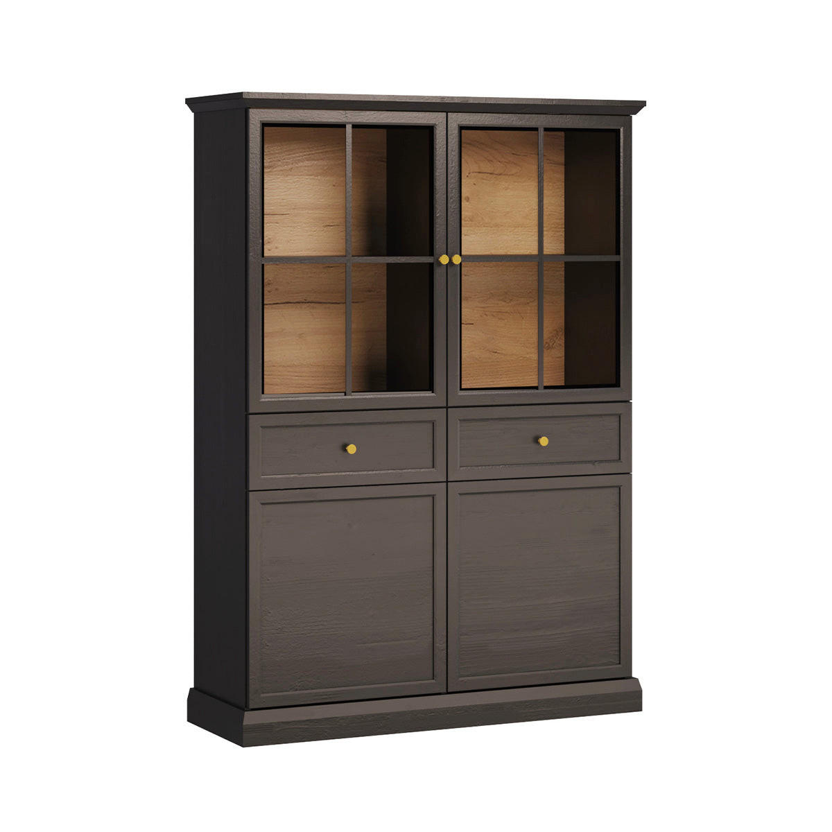 GESCHIRRSCHRANK Toja Anthrazitfarbenes Holz - Braun, Holzwerkstoff (114.4/161.4/39.5cm) - Petits-meubles