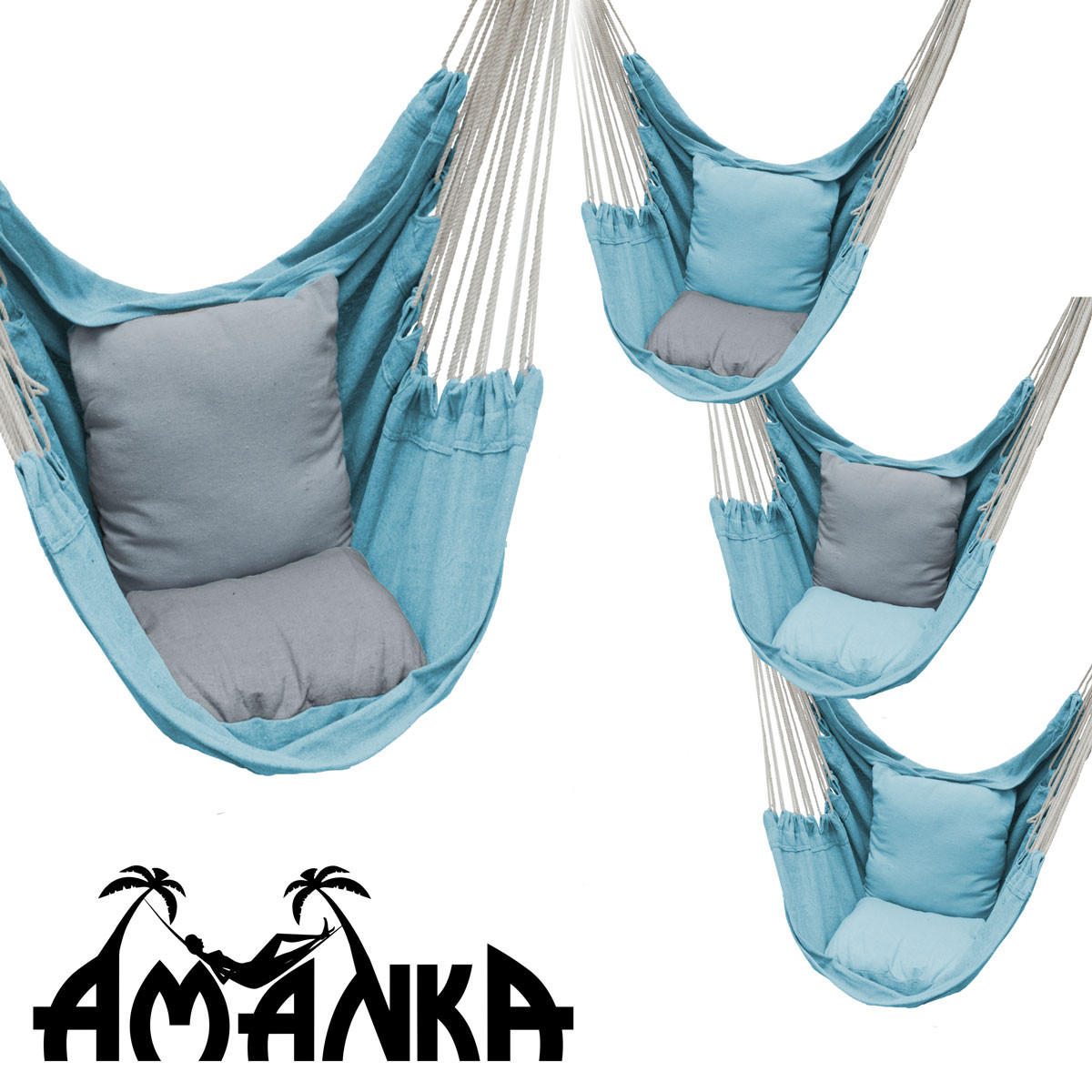HÄNGESESSEL inkl. Gestell, bis 120kg, 216cm, Blau - Blau, Textil (110/215/110cm) - Amanka