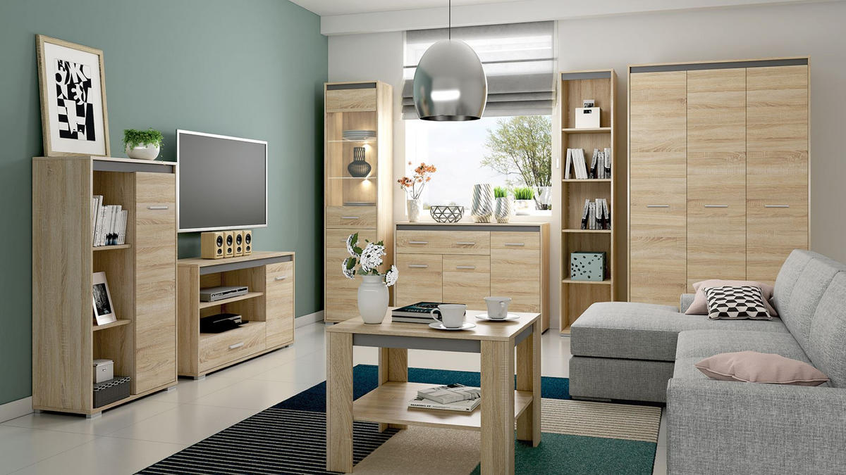 KOMMODE Avo Sonoma Eiche, Absetzung austauschbar 120 / 34 / 85cm - Braun/Sonoma Eiche, Holz/Holzwerkstoff (120/85/34cm) - Feldmann-Wohnen