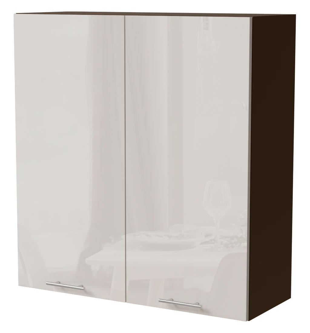 HÄNGESCHRANK Brerra W4/90 Lava / RAL 9001 creme Hochglanz 90 / 32,5 / 96cm - Dunkelgrau/Creme, Holz/Holzwerkstoff (90/96/32.5cm) - Feldmann-Wohnen