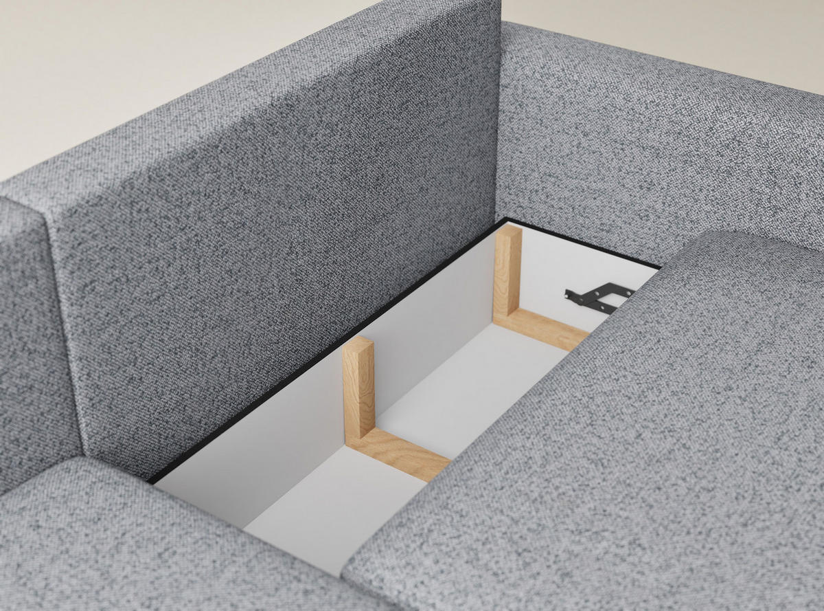 ECKSOFA MIT SCHLAFFUNKTION Leon Grau Webstoff - Schwarz/Grau, Holz/Holzwerkstoff (148/239cm) - Maison de Reve