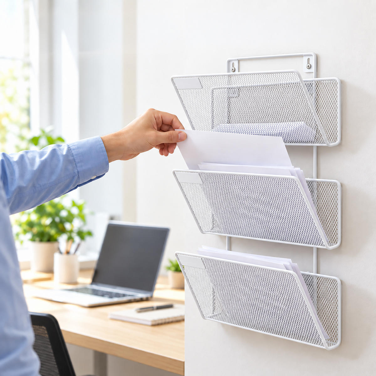ZEITSCHRIFTENHALTER Weiß Metall Wandmontage 3 Ablagen A4 - Weiß, Metall (32.5/41/12cm) - Relaxdays