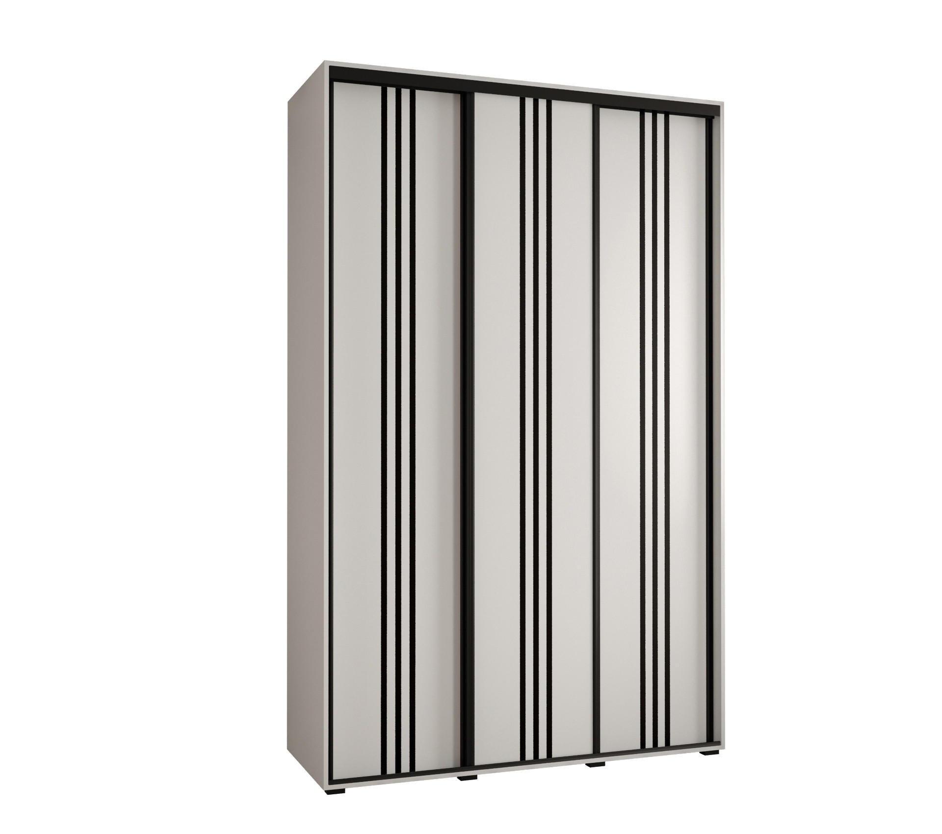 Abiks Möbel Schwebetürenschrank Weiß, Weiß, Schwarz 150x235x45 cm