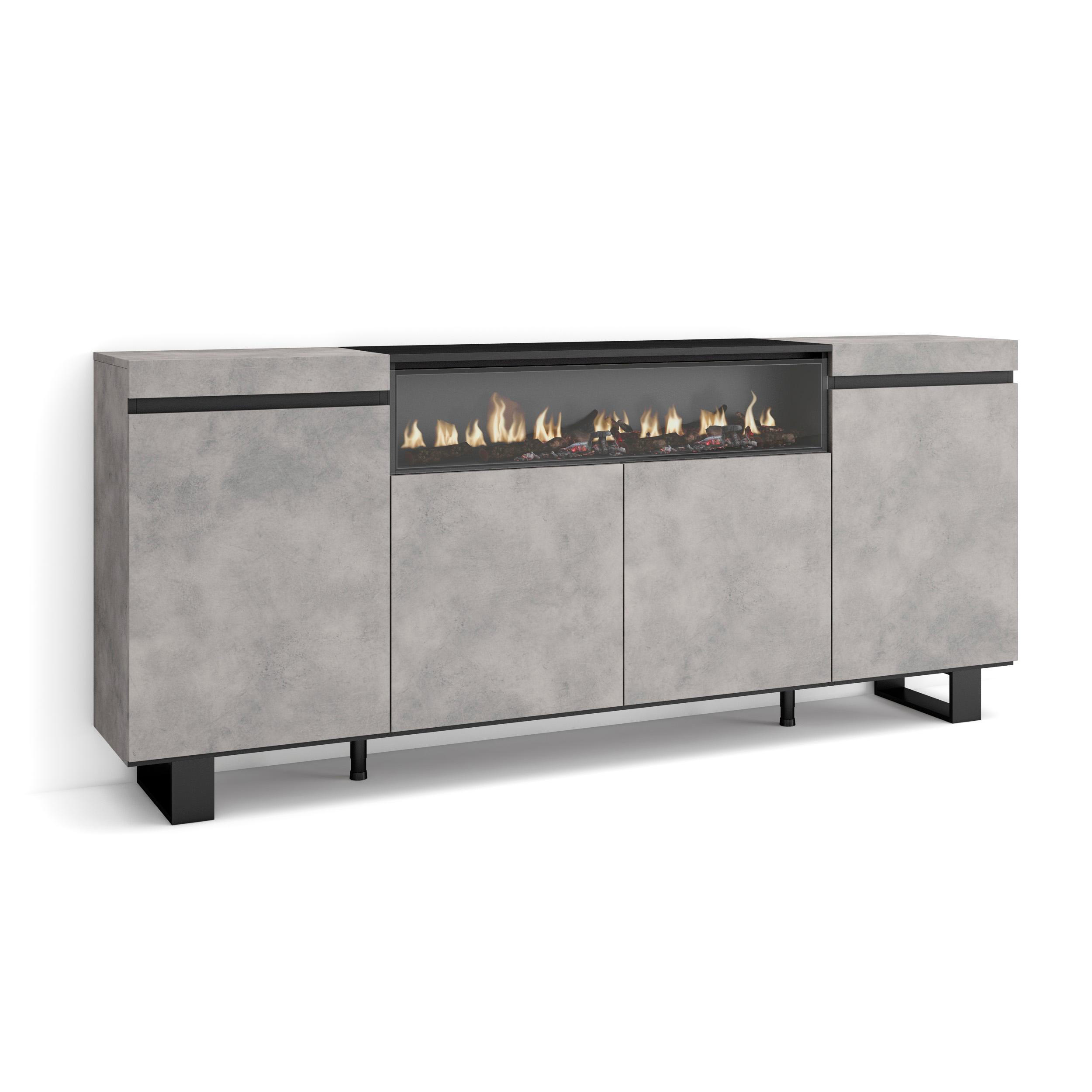 SIDEBOARD Elektrokamin, zementgrau, 200/35/87cm - Grau, Holzwerkstoff (200/87/35cm) - Skraut Home