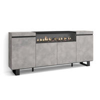 SIDEBOARD Elektrokamin, zementgrau, 200/35/87cm - Grau, Holzwerkstoff (200/87/35cm) - Skraut Home