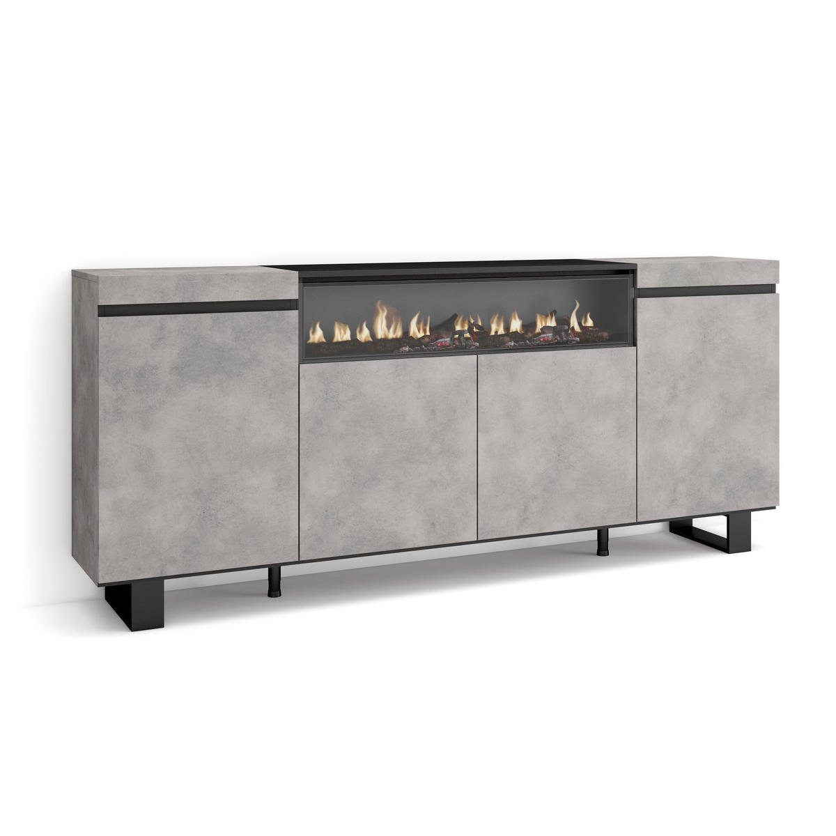 SIDEBOARD Elektrokamin, zementgrau, 200/35/87cm - Grau, Holzwerkstoff (200/87/35cm) - Skraut Home