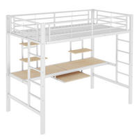 HOCHBETT 90/200 cm DE-04418, mit Schreibtisch und 2 Bücherregalen in Weiß - Weiß, Metall (90/200cm) - ComfortXL