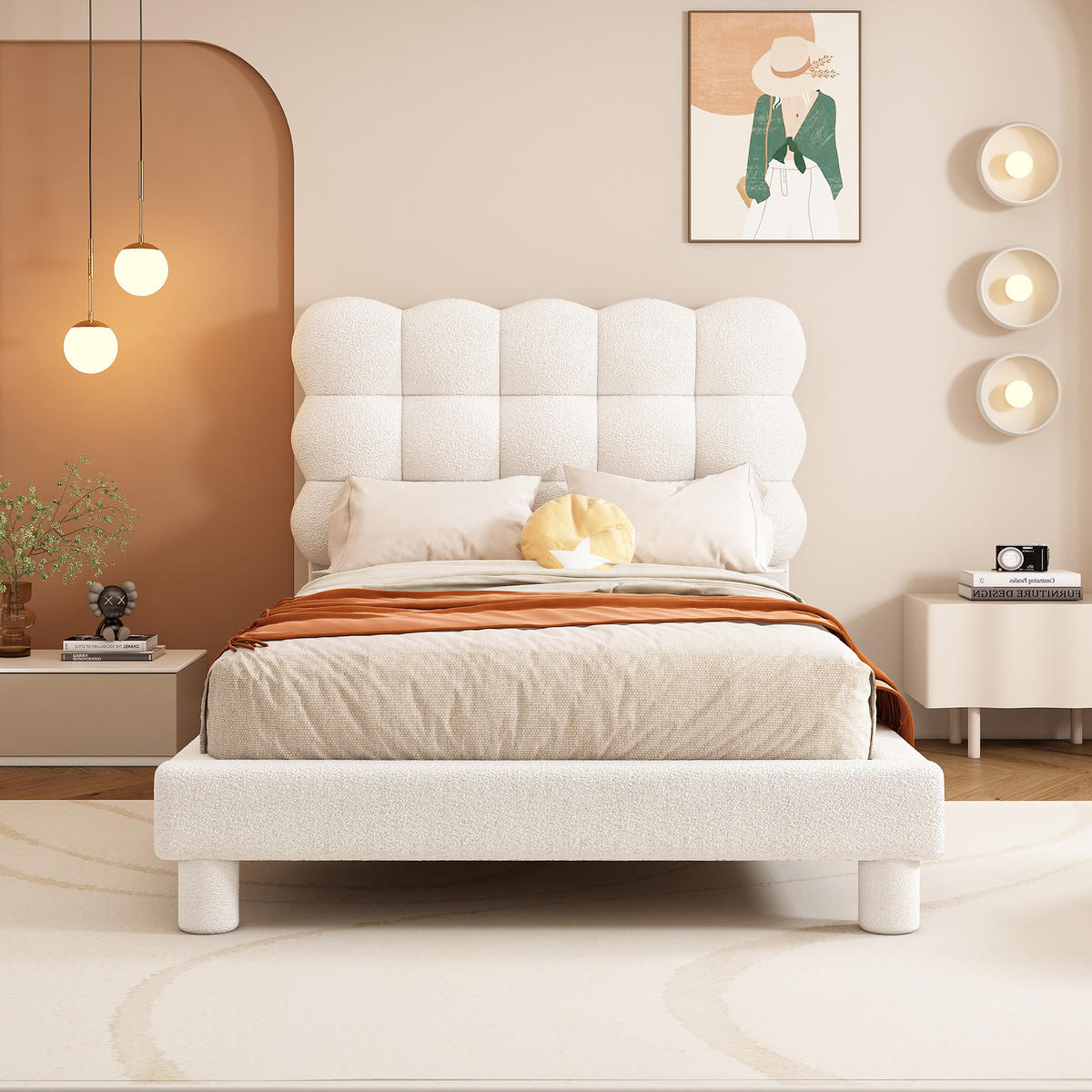 POLSTERBETT 90/200 cm mit verstellbarem Kopfteil in Weiß - Weiß, Textil (90/200cm) - OKWISH