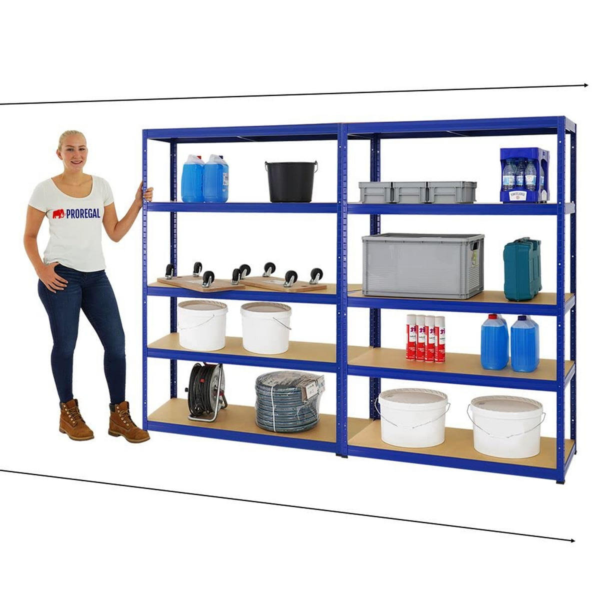 SCHWERLASTREGAL Big Elephant S 2er-Set mit 2x 180x120x45 cm Fachlast 250 kg Blau - Blau, Metall (240/180/45cm) - PROREGAL