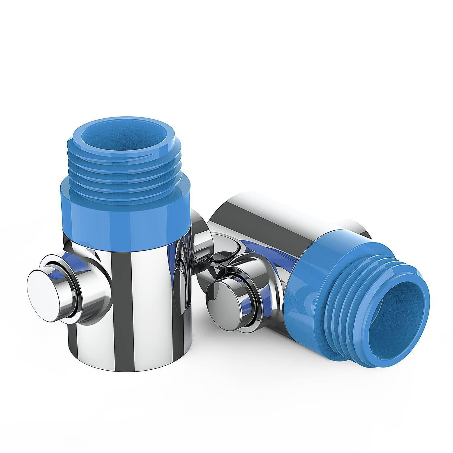 DUSCHKOPF Absperrventil 2-teiliges Set Chrom - Blau, Kunststoff (2.4/4.4/3.7cm)