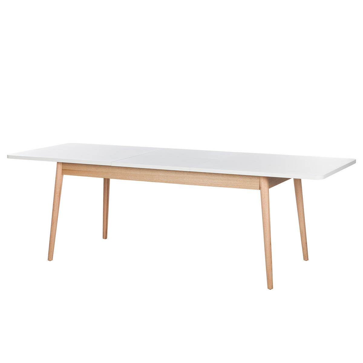 ESSTISCH mit Ausziehfunktion - Eiche teilmassiv - Weiß, Holzwerkstoff (90/180/77cm) - home24