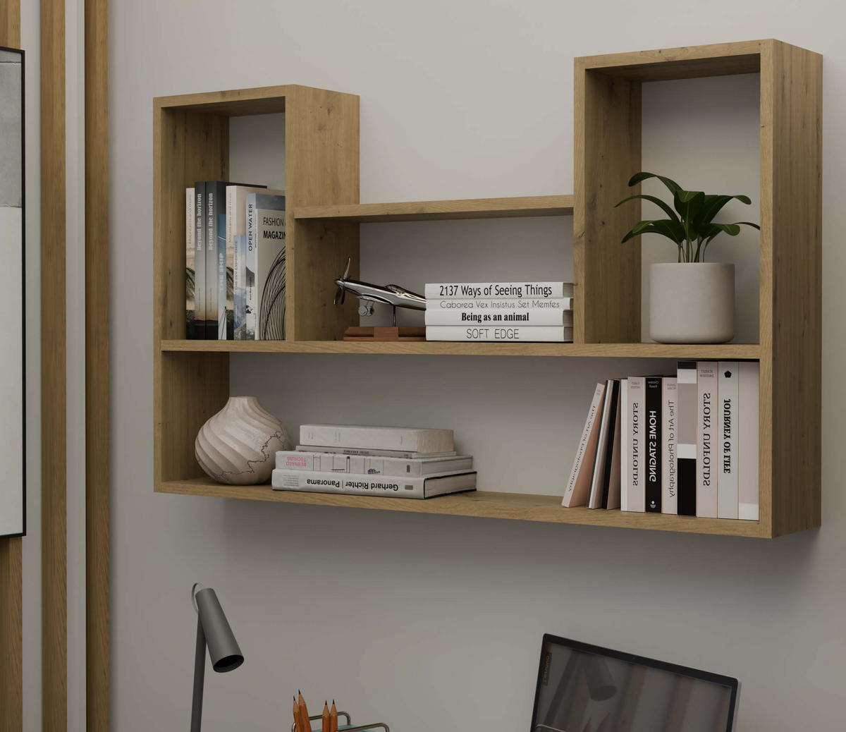 SCHWEBEREGAL Sören - Eiche Artisan, Holzwerkstoff (60/100/16cm) - kommodly